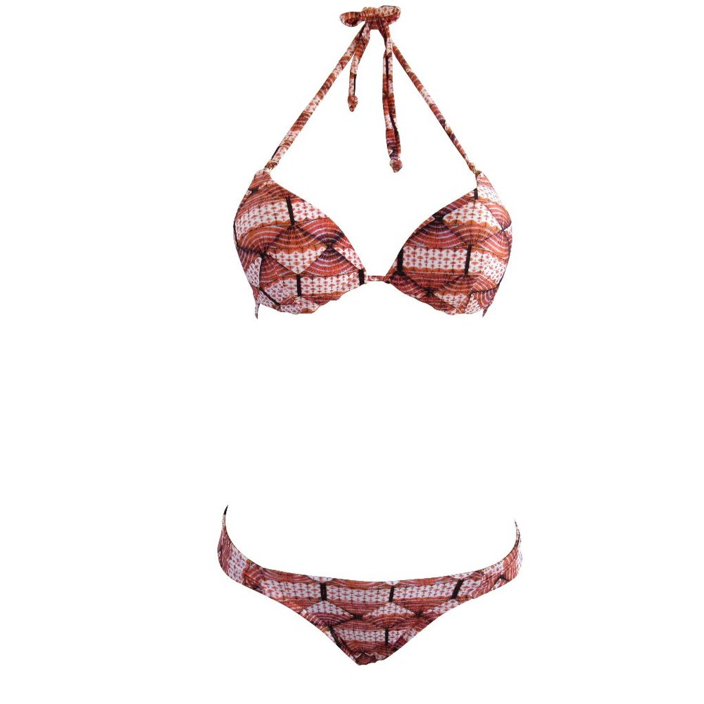 Agua Doce Orange Fan Print Padded Bikini
